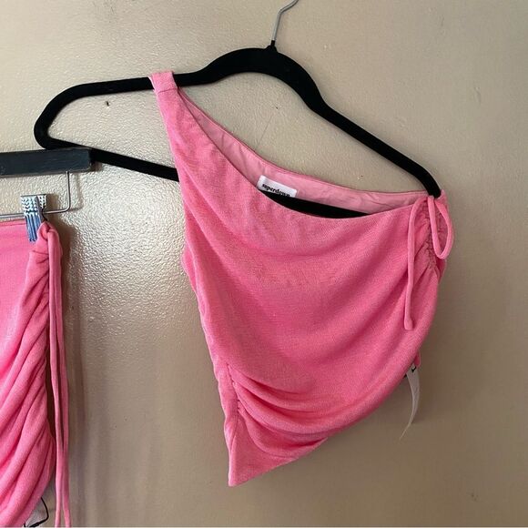 Superdown jori asymmetrical skirt set mini dress top pink stretch Revolve XS - Picture 11 of 13